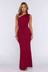 Dreamstate Dressing One Shoulder Maxi Dress Burgundy