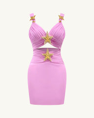 Mini Dress with Star Details - Pink