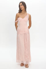 Keia Crepe Chiffon One-Shoulder Maxi Dress Light Pink