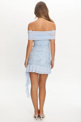 Talking Stage Off-Shoulder Mini Dress Blue