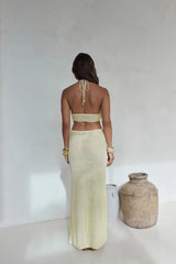 Monaco Sun Knit Halter Maxi Dress Yellow