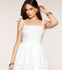 Picnic Date Lace Cotton Skater Dress
