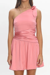 Intrigue One-Shoulder Mini Dress Pink