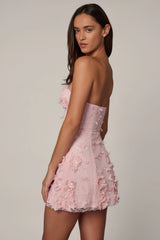 Embellished Bandeau A-line Mini Dress in Ballet Pink