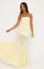 Sending My Best Strapless Maxi Dress Lemon