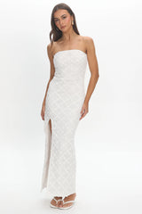 Sancia Front Split Maxi Dress White