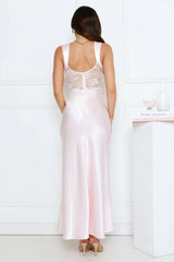 Flirty Business Satin Maxi Dress Pink
