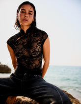 Lace Top With Clasp Fasteners