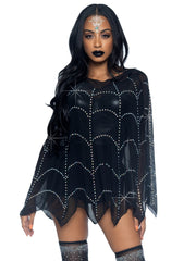 Spider Web Rhinestone Costume Poncho