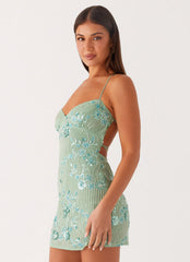 Vietta Sequin Cami Micro Mini Dress - Mint