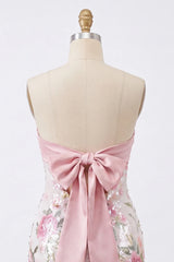 Light Pink Bodycon Strapless Mini Homecoming Dress with Sequins