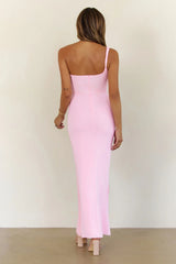 Hibiscus Aura Mesh One Shoulder Maxi Dress Pink