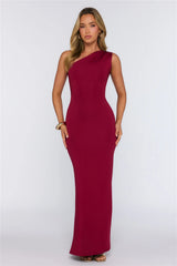 Dreamstate Dressing One Shoulder Maxi Dress Burgundy