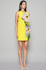 Garrisf Yellow 3D Floral Mini Dress