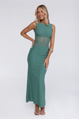The New Standard Mesh Midi Dress Teal