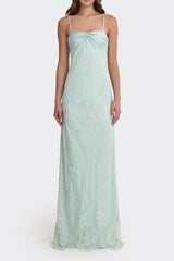 Gorgeous Sheath Spaghetti Straps Pink Long Prom Dress with Lace