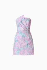 Patricia Strapless Mini Dress in Blue & Purple Floral