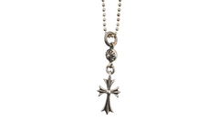 Small Cross Ball Chain Necklace Silver CHRM0644
