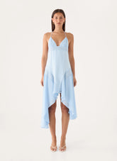 Prilla Asymmetric Midi Dress - Blue