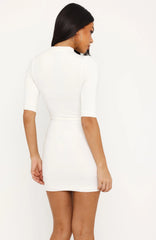 Quiet Crush 3/4 Sleeve Mini Dress Off White