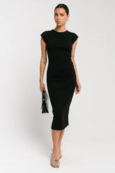 Ivy Fitted Midi Dress in Black