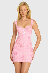 Embellished Bodycon Mini Dress in Blossom