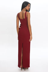 Olandra 3D Floral Maxi Dress Red