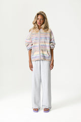 Emmett Knit Zip Up Hoodie in Pastel