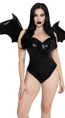Wet Look Strapless Bat Wings - Image 3