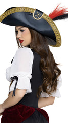 Pirate Skull Feather Accent Hat - Image 3