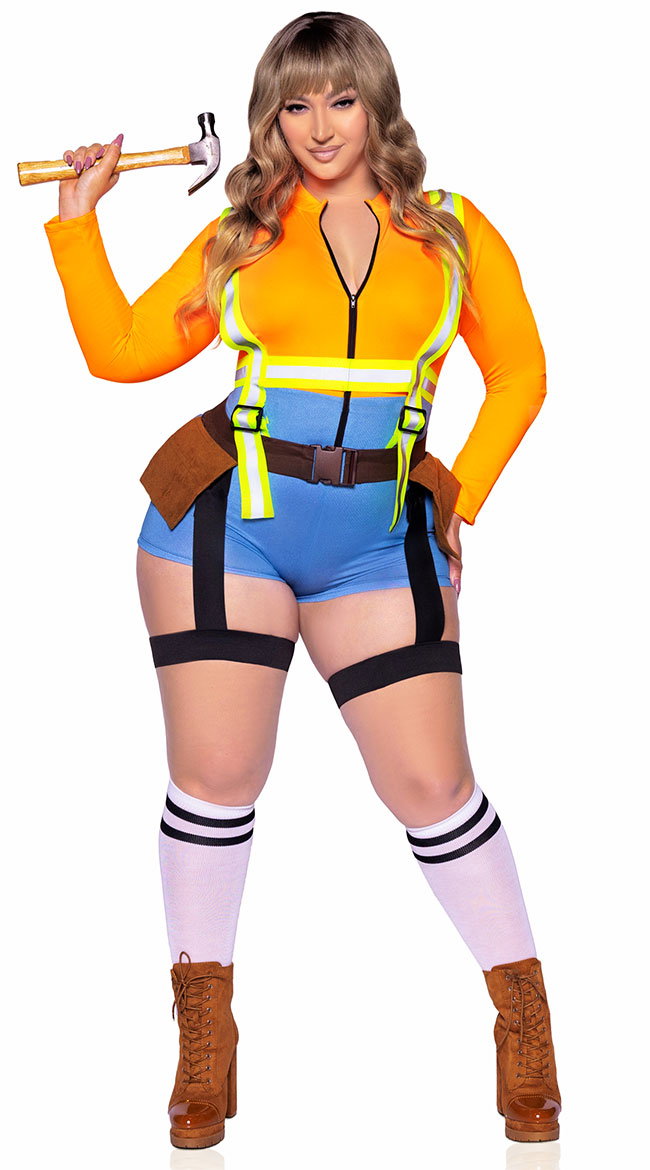 Plus Size Sexy Construction Worker Costume - Image 1
