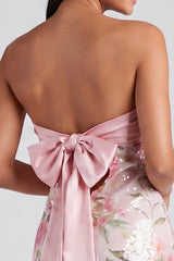 Light Pink Bodycon Strapless Mini Homecoming Dress with Sequins