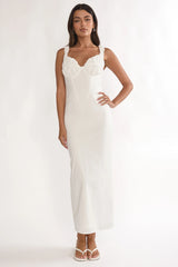 Zabrina Shirred Bust Maxi Dress Off White