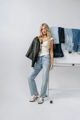 Lara Mid Rise Straight Leg Jeans