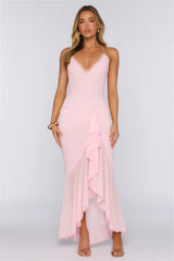 Dream Petal Path Mesh Maxi Dress Pink
