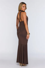 Pretty In Motion Halter Maxi Chocolate