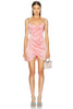 Cady Raso Embroidered Mini Dress In Geranium Pink Silver