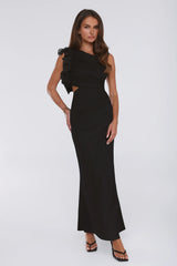 Nightfall Couture One Shoulder Maxi Dress Black