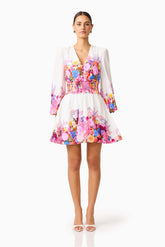 Alice Long Sleeve Mini Dress in Ombre Floral