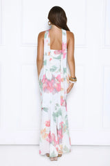 Wildflower Song Strapless Neck Scarf Maxi Dress White
