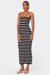 Knit Back Slitted Maxi Dress