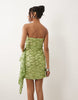 lace sequin bandeau mini dress with scarf detail in lime