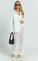 Dahlia Midi Skirt - Lace Skirt in White