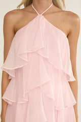Darylyn Tiered Ruffle Maxi Dress Pink