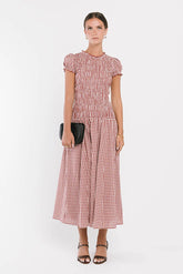 Opal Gingham Maxi Dress in Burgundy