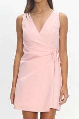 Harlita Wrap Front Mini Dress Blush