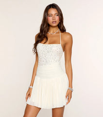 Glimmer Rush Sequin Halter A-Line Mini Dress