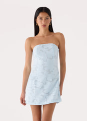 Della Lace Strapless Mini Dress - Blue
