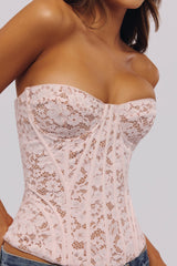 baby pink floral lace boned corset top