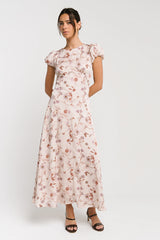 Savannah Floral Midi Dress in Pink